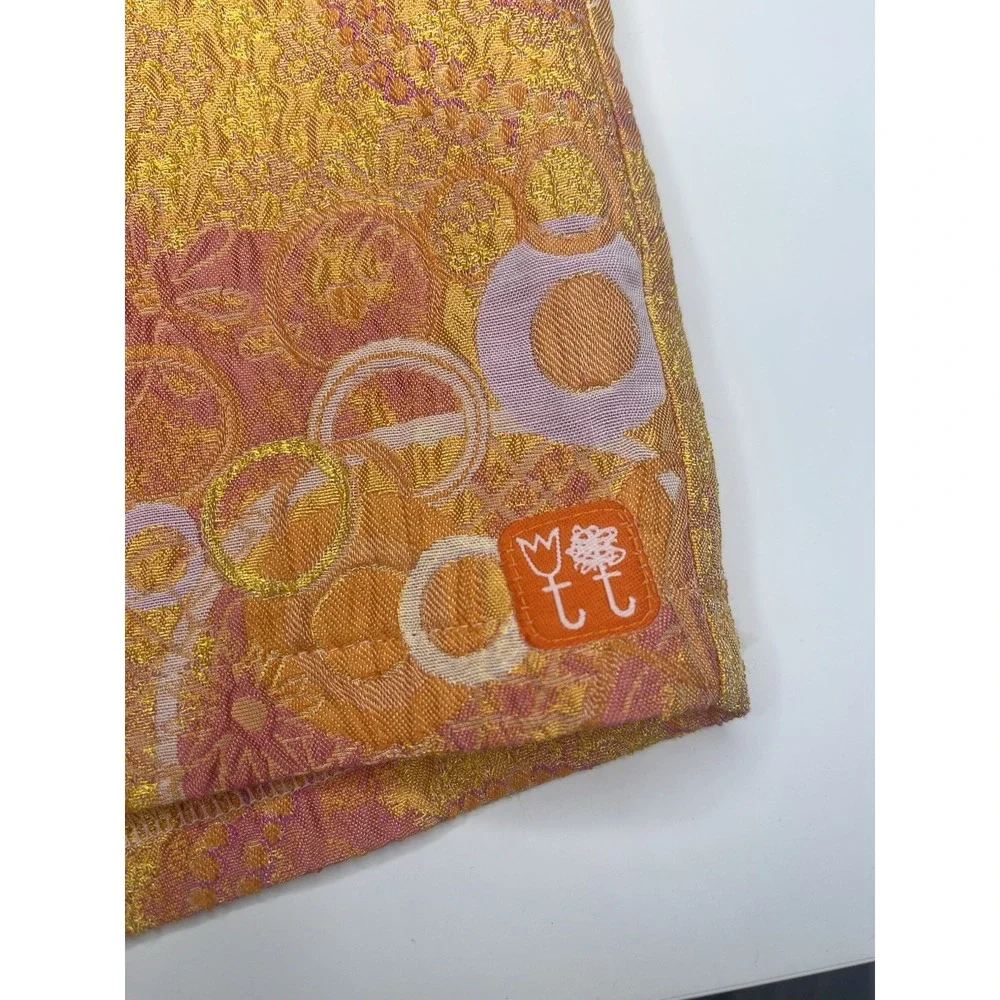 Tulip & Tatamo Floral‎ Brocade Bella Skirt Orange Mod Norway Medium Circles Slit